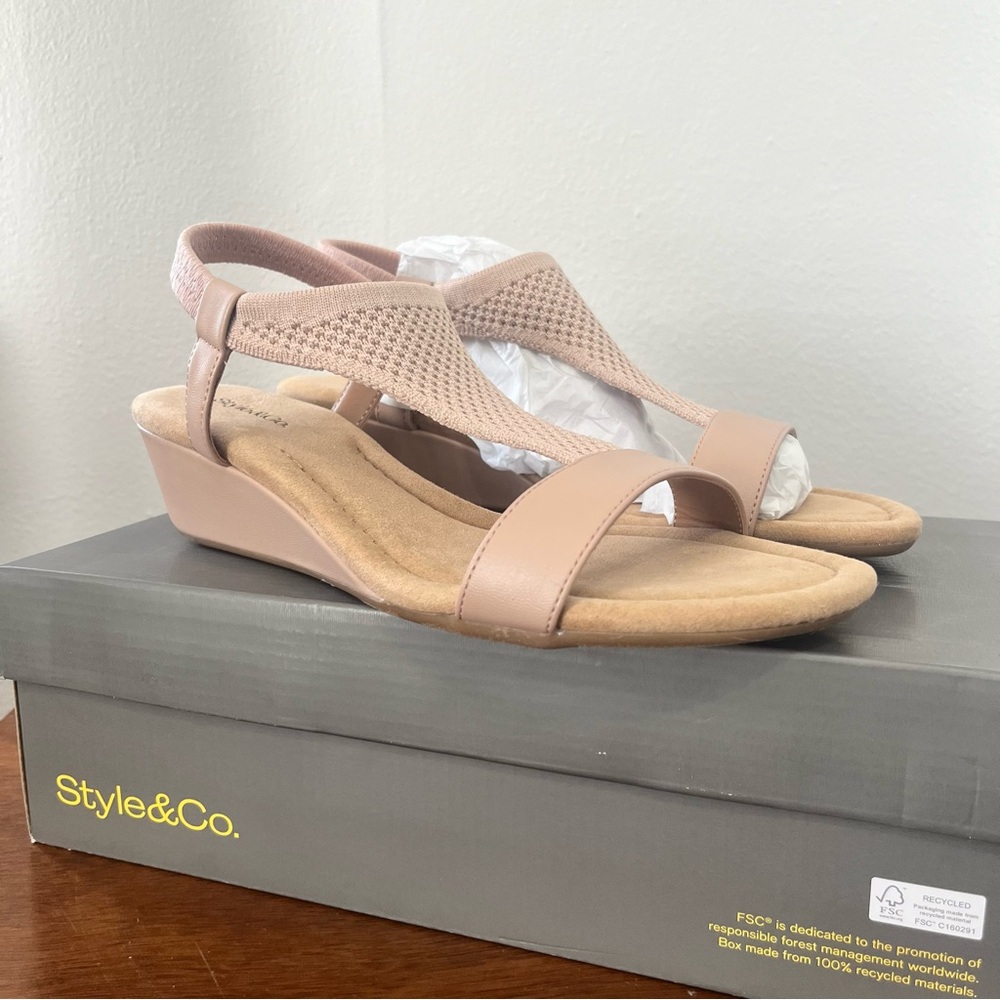 NEW Women's Step N Flex Vacanzaa Wedge Sandals in Blush Knit Size 9.5
